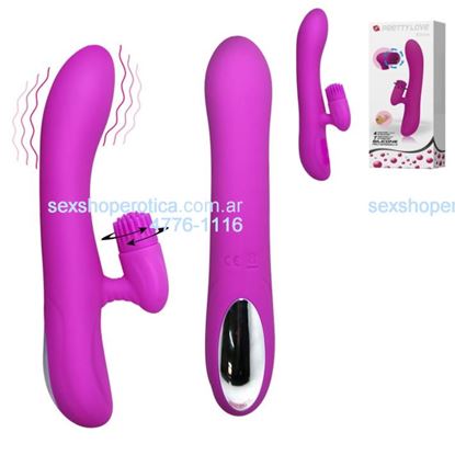 Vibrador 7 funciones con estimulador rotativo de clitoris y USB